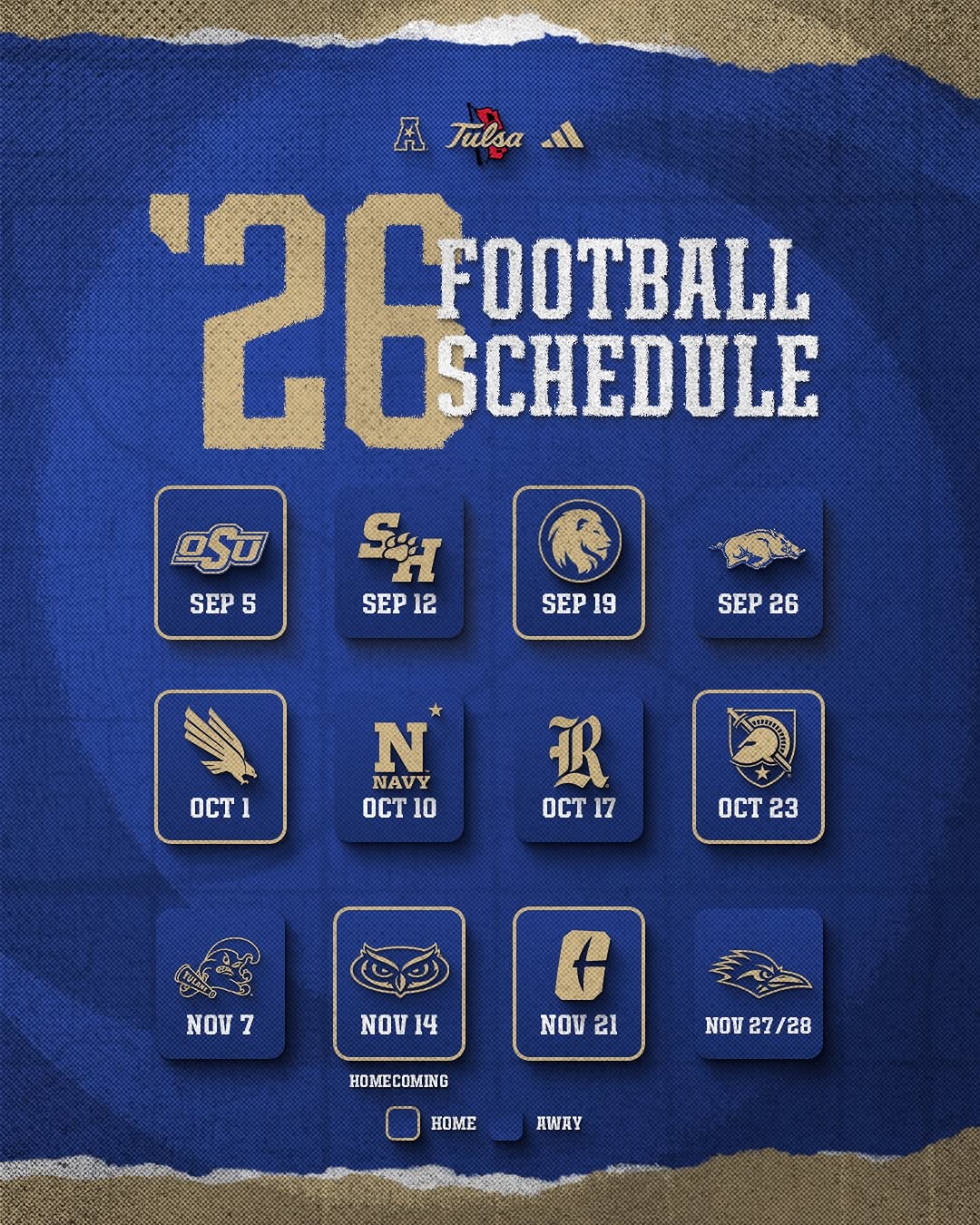 2026 Tulsa football schedule graphic