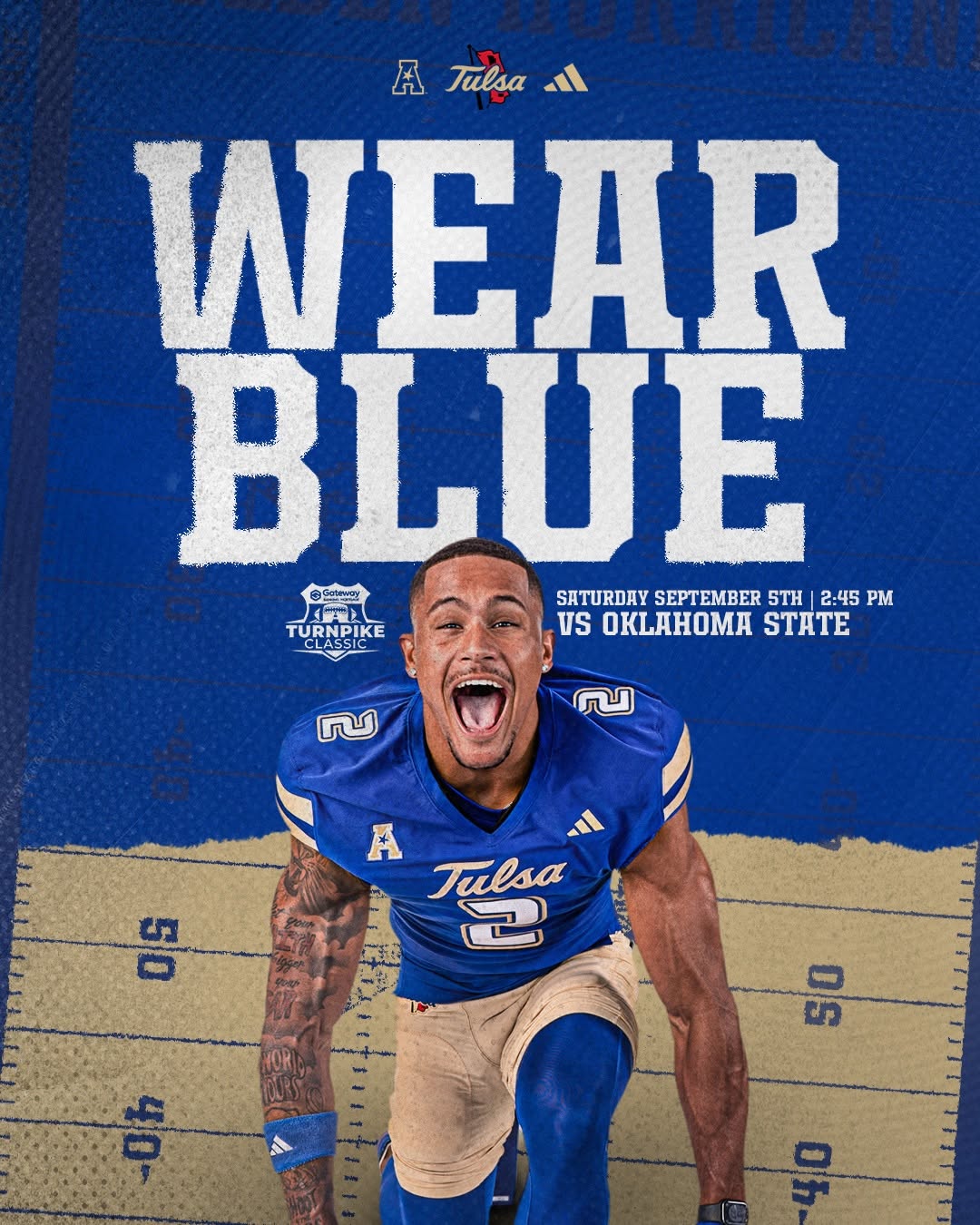 Wear Blue — Saturday September 5 vs Oklahoma State graphic